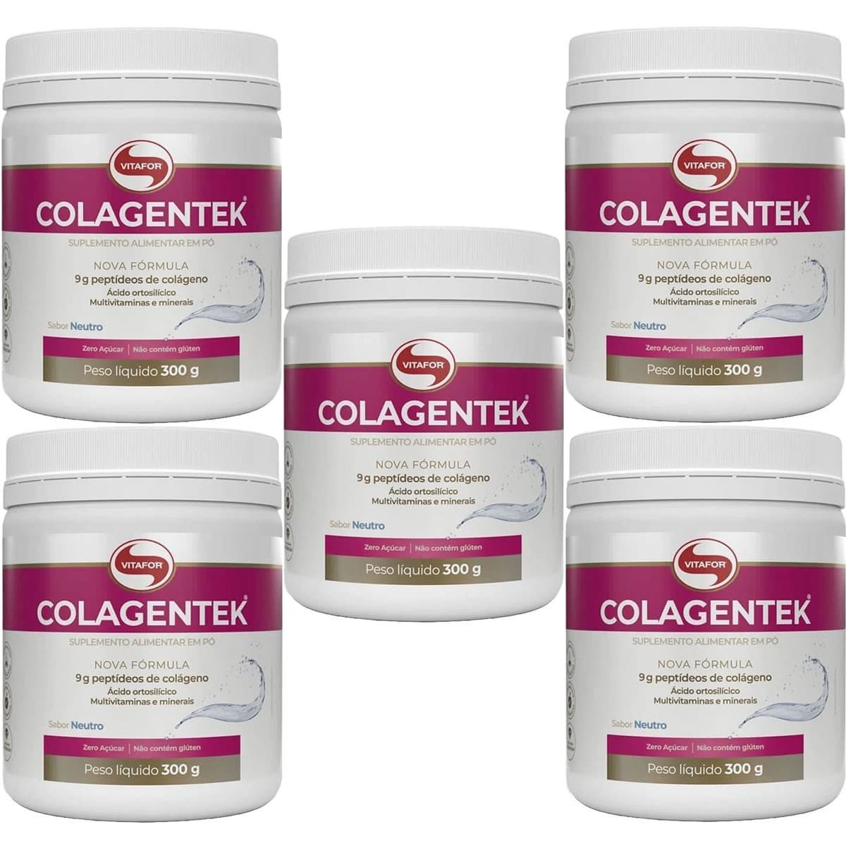 Kit 5 Colagentek - 300g Neutro - Vitafor