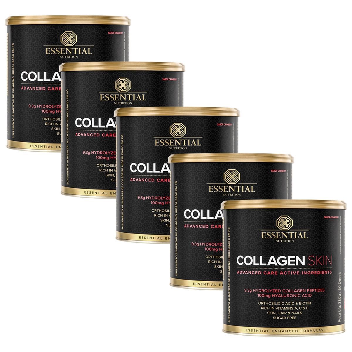 Kit 5 Collagen Skin - 300g  Cranberry - Essential Nutrition