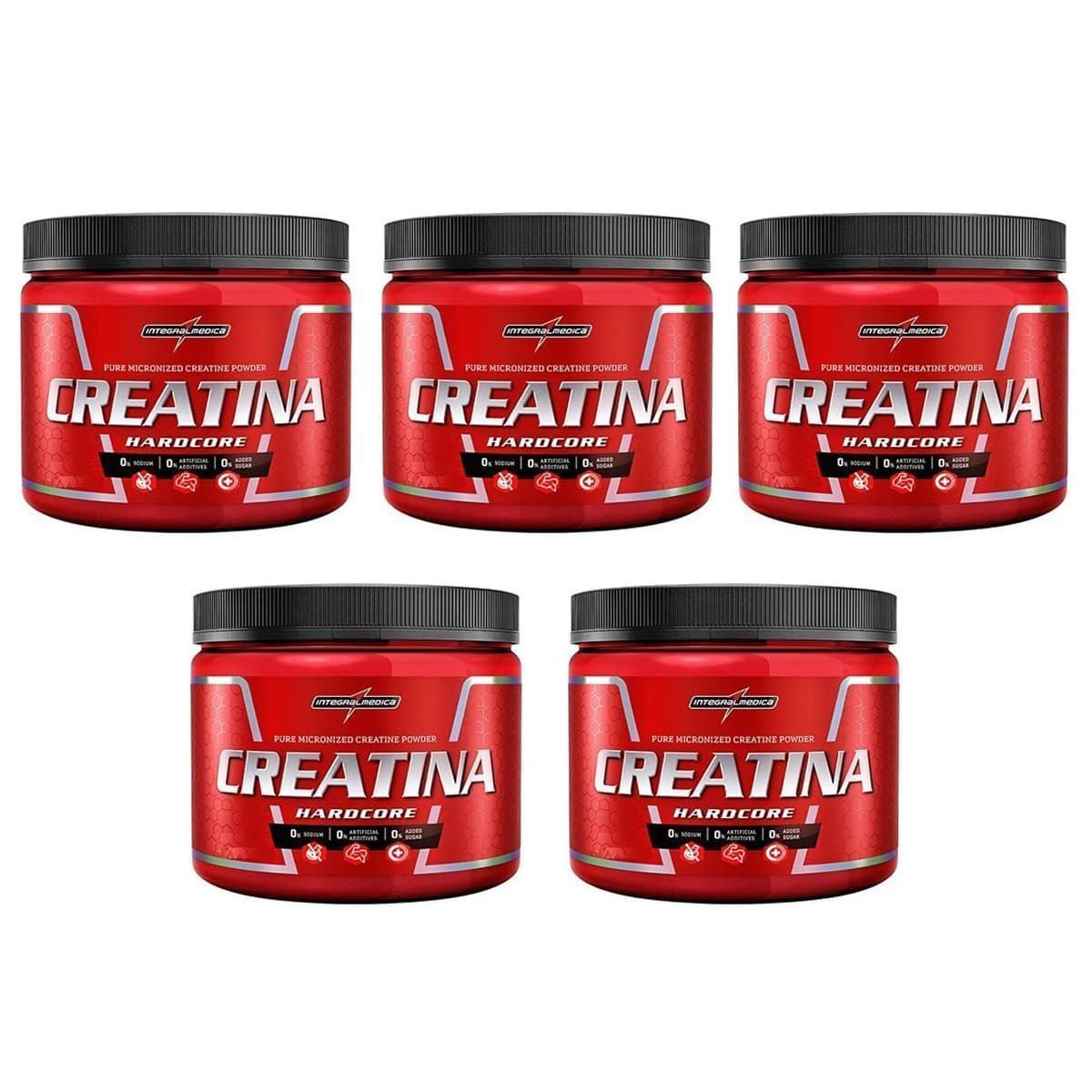 Kit 5 Creatina Hardcore Reload - 150g - IntegralM�dica