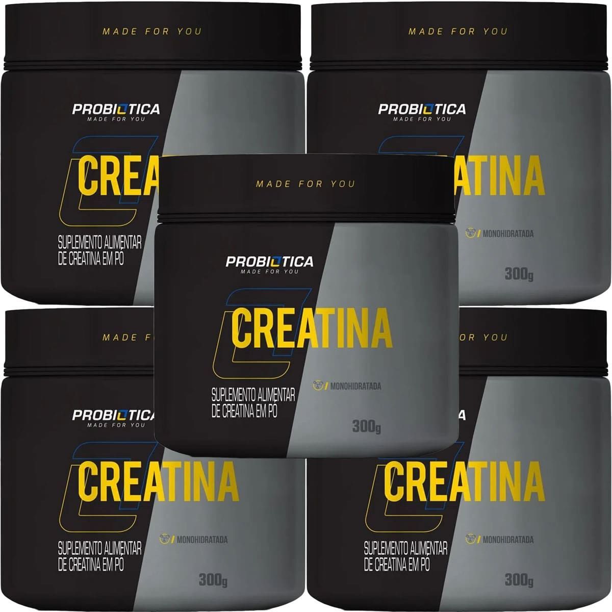 Kit 5 Creatina Monohidratada Pura - 300g - Probi�tica