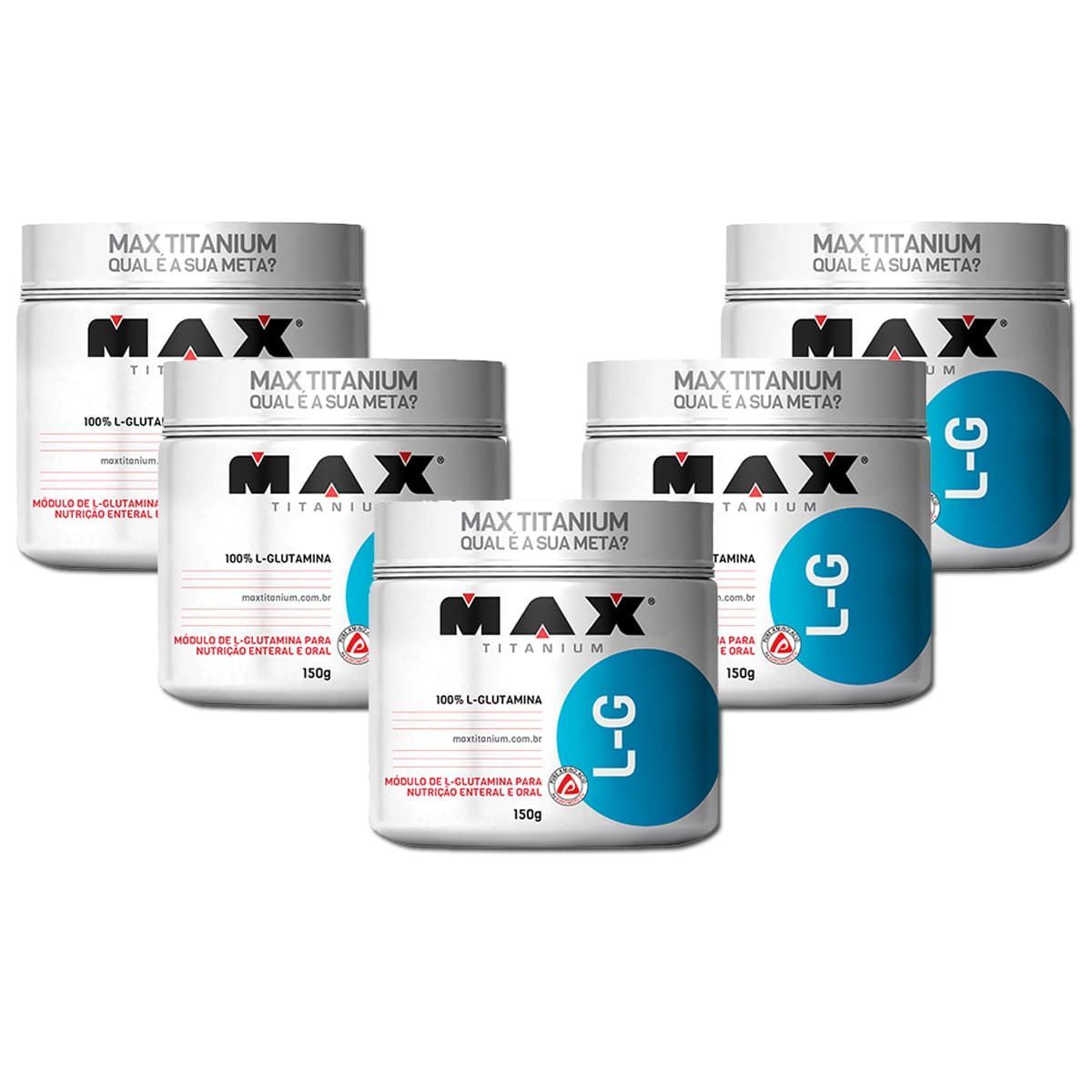 Kit 5 Glutamina L-G - 150g - Max Titanium