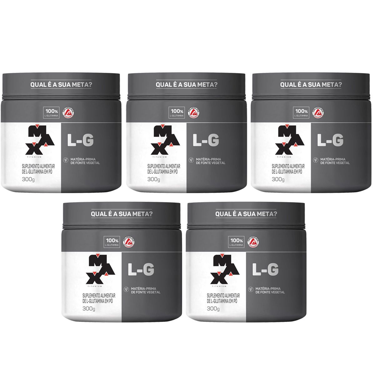 Kit 5 Glutamina L-G - 300g - Max Titanium