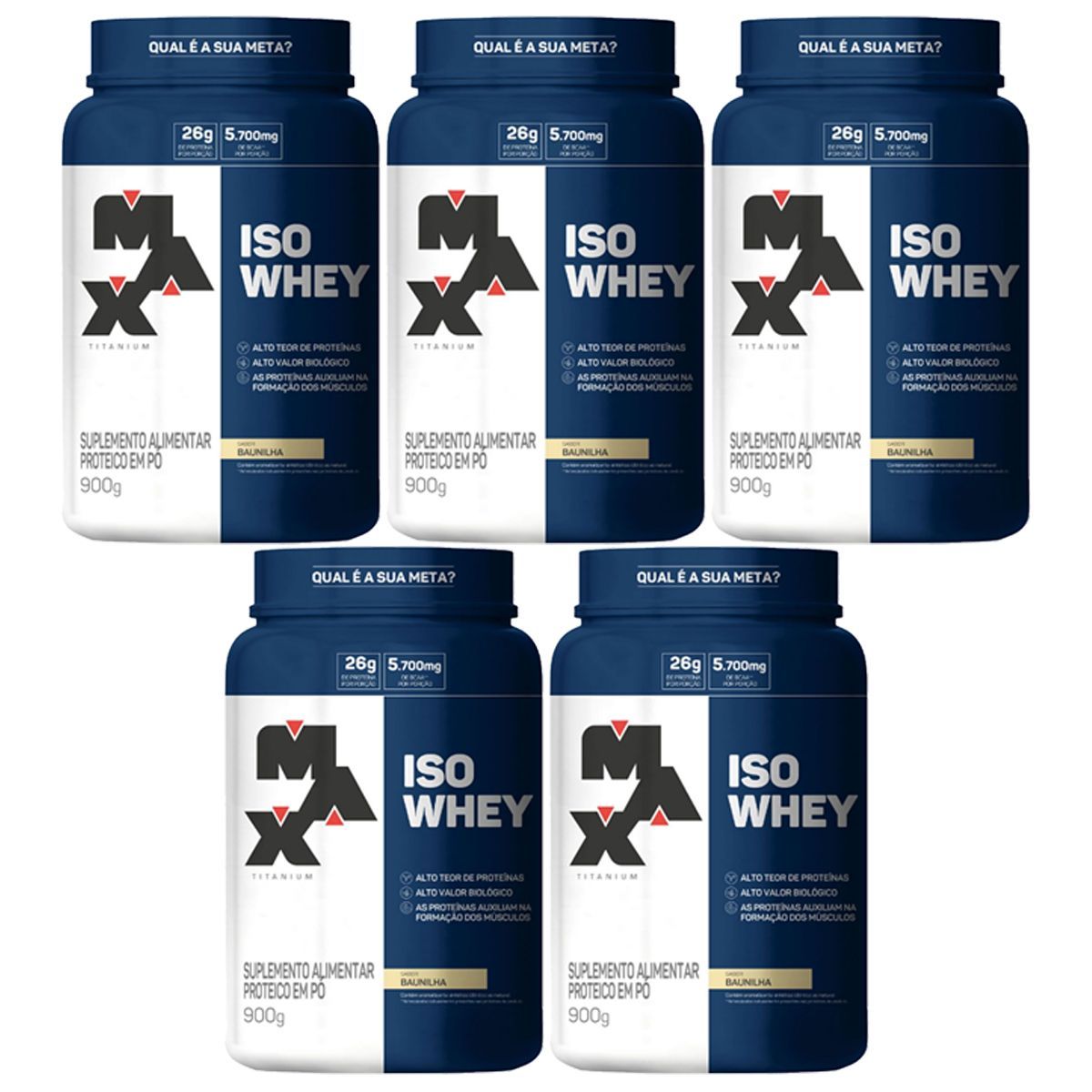Kit 5 Iso Whey - 900g Baunilha - Max Titanium