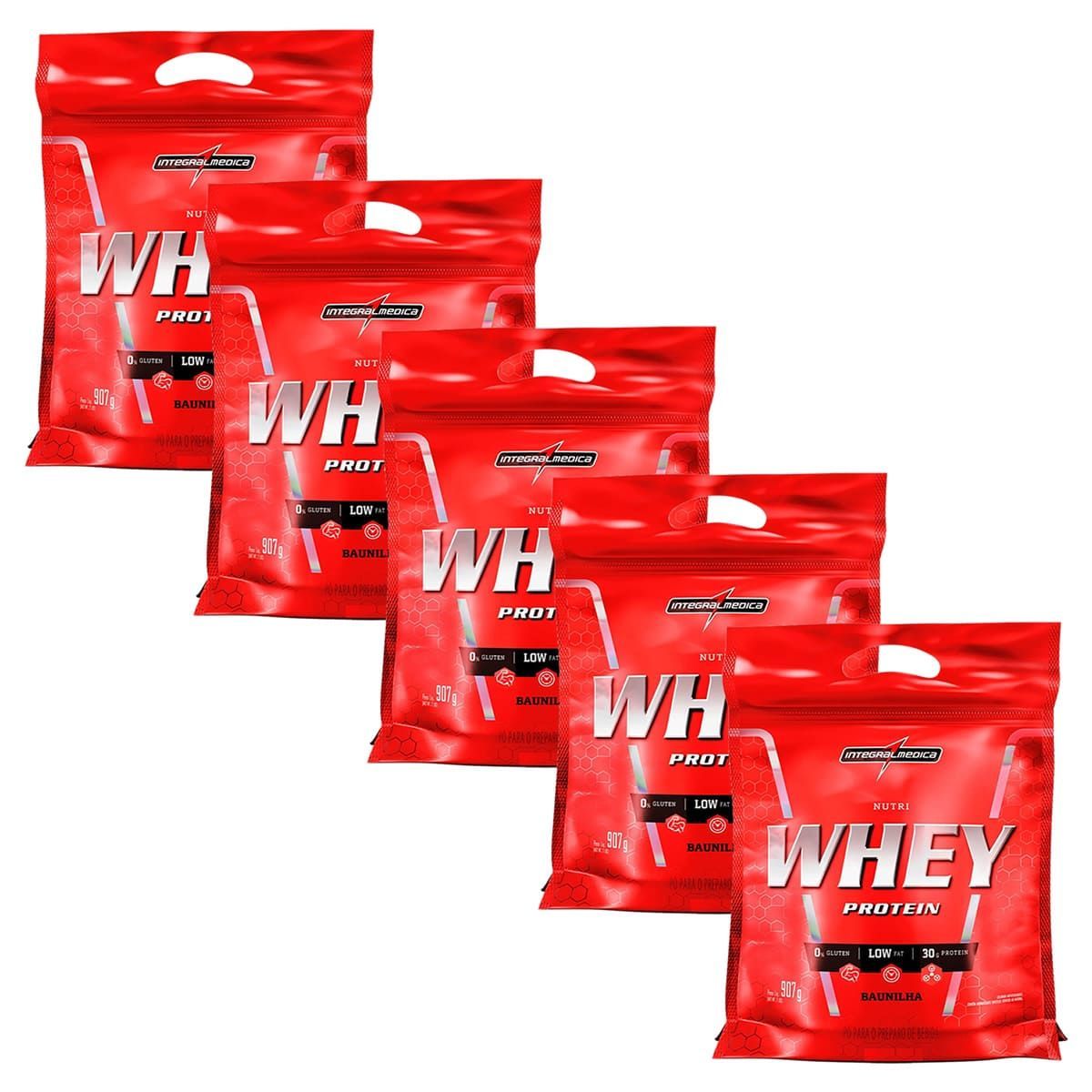 Kit 5 Nutri Whey Protein - 907g Refil Baunilha - IntegralM�dica