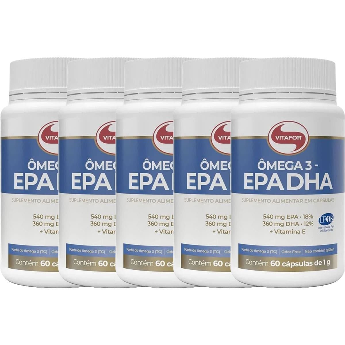 Kit 5 �mega 3 - 60 C�psulas 1g - Vitafor