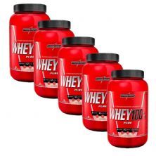 Kit 5 Super Whey 100% Pure - 907g Morango - IntegralM�dica