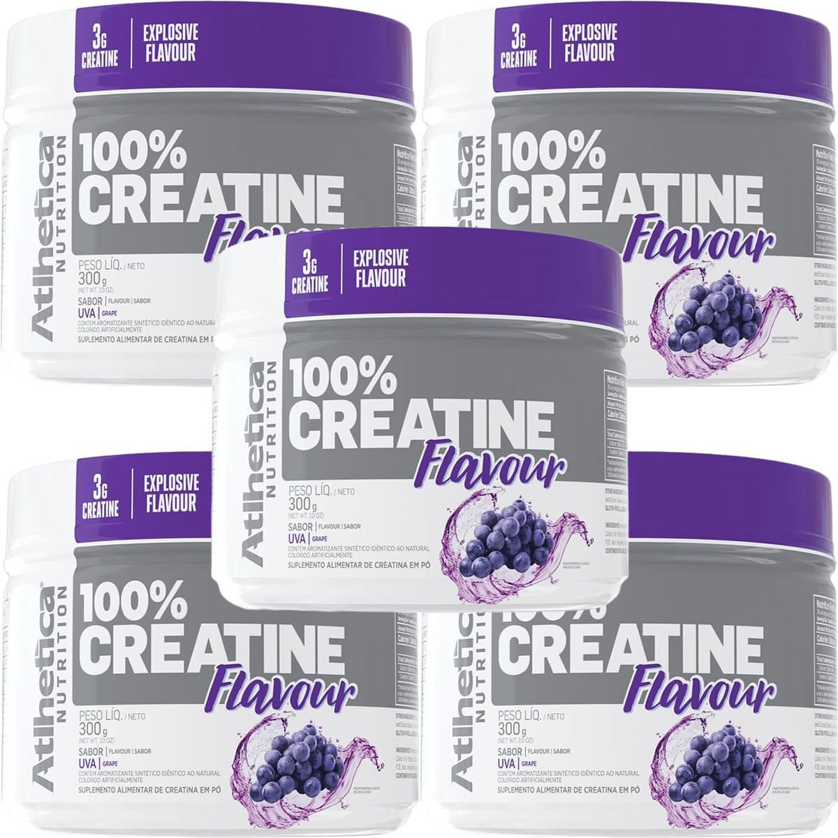 Kit 5X 100% Creatine Flavour - 300g Uva - Atlhetica Nutrition