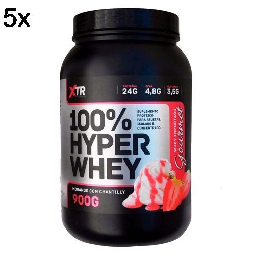 Kit 5X 100% Hyper Whey - 900g Morango Com Chantilly - XTR