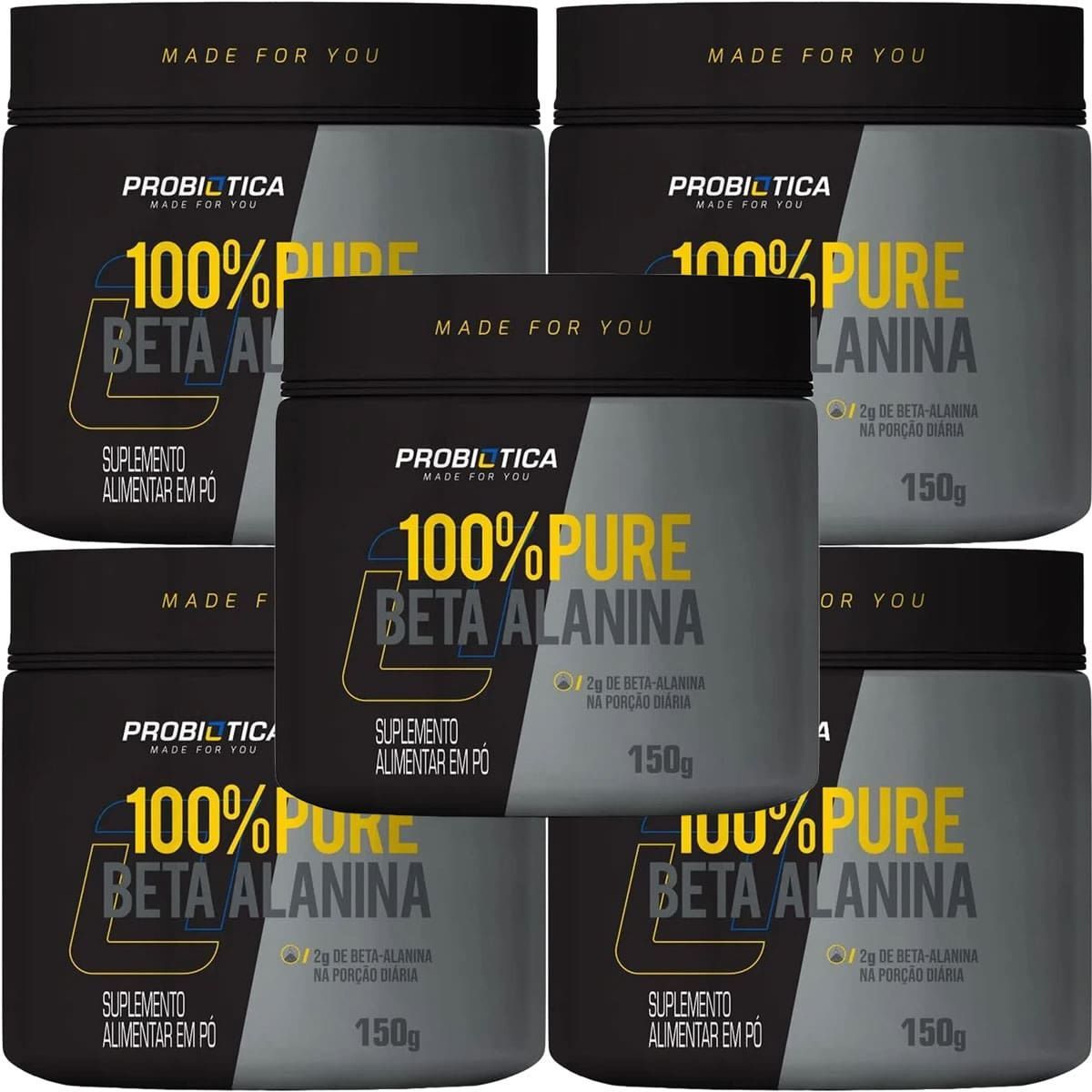 Kit 5X 100% Pure Beta Alanina - 150g - Probi�tica