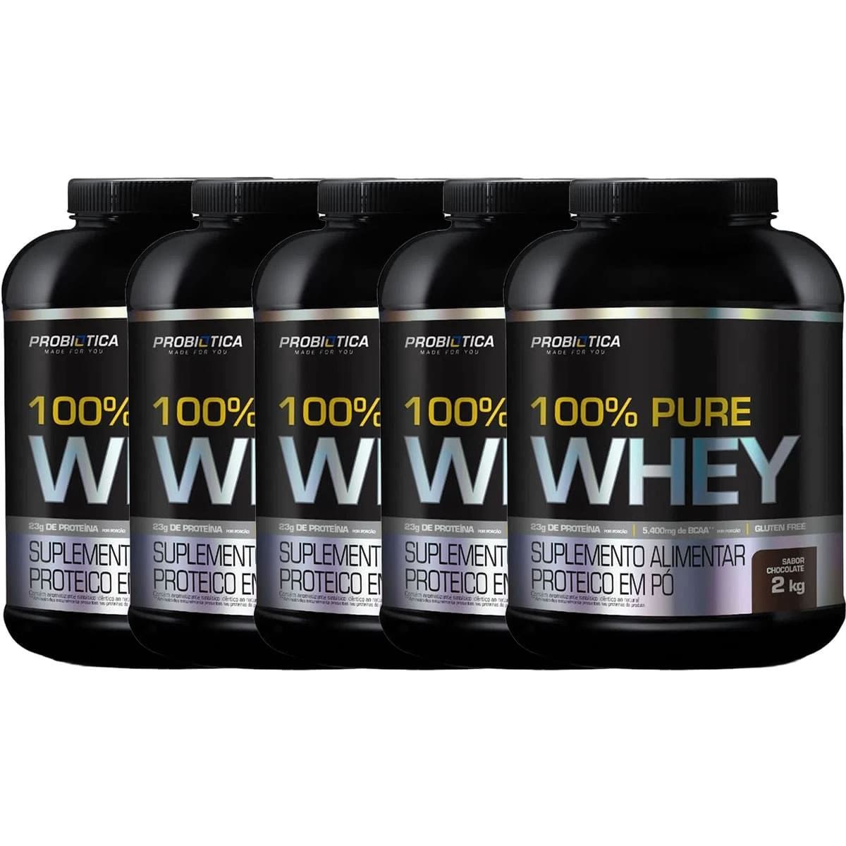 Kit 5X 100% Pure Whey - 2000g Chocolate - Probiotica
