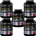 Kit 5X 100% Pure Whey - 2000g Morango - Probi�tica