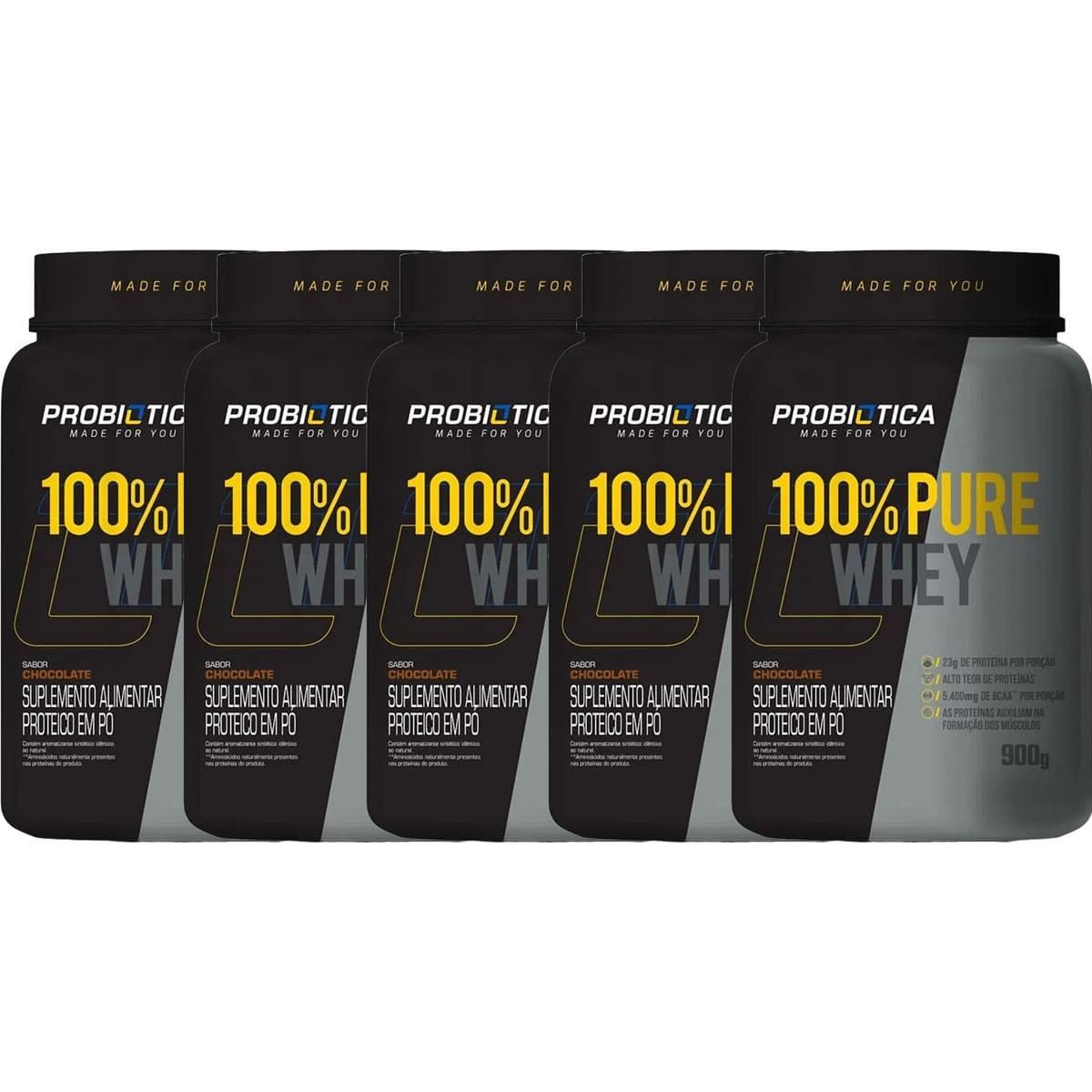 Kit 5X 100% Pure Whey - 900g Chocolate - Probi�tica