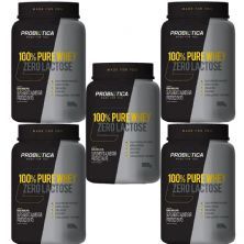 Kit 5X 100% Pure Whey Zero Lactose - Baunilha 900g - Probi�tica