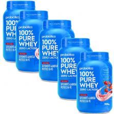 Kit 5X 100% Pure Whey Zero Lactose - Morango 900g - Probi�tica