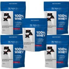 Kit 5X 100% Whey - 900g Refil Morango - Max Titanium