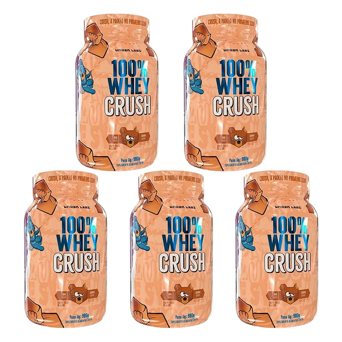 Kit 5X 100% Whey Crush - 900g Dulce de Leche - Under Labz