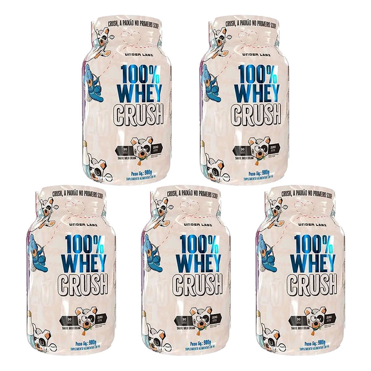 Kit 5X 100% Whey Crush - 900g Milk Cream - Under Labz