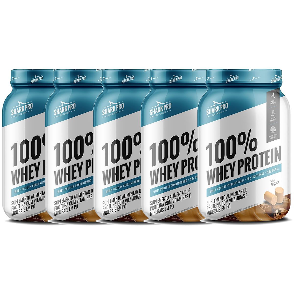Kit 5X 100% Whey Protein - 900g Pa�oca - Shark Pro