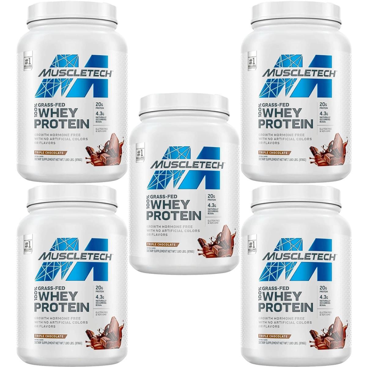 Kit 5X 100% Whey Protein Grass Fed - 816g Triple Chocolate - Muscletech