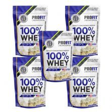 Kit 5X 100% Whey Quality Concentrate Protein - 900g Refil Leite Nino - Profit