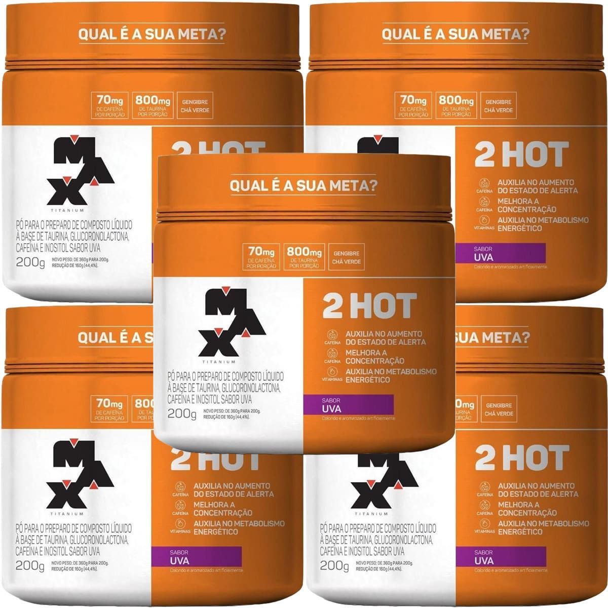 Kit 5X 2HOT - 200g Uva - Max Titanium