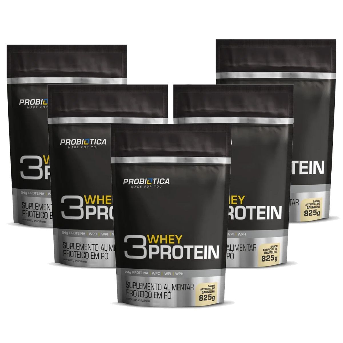 Kit 5X 3 Whey Protein - 825g Baunilha - Probi�tica