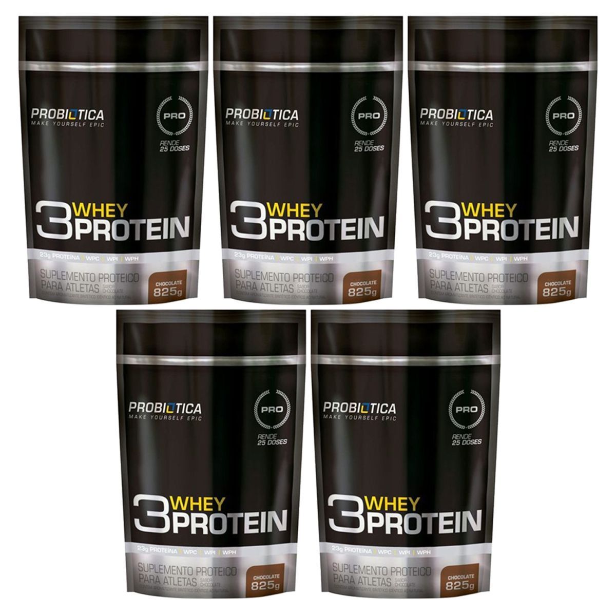 Kit 5X 3 Whey Protein - 825g Chocolate - Probi�tica