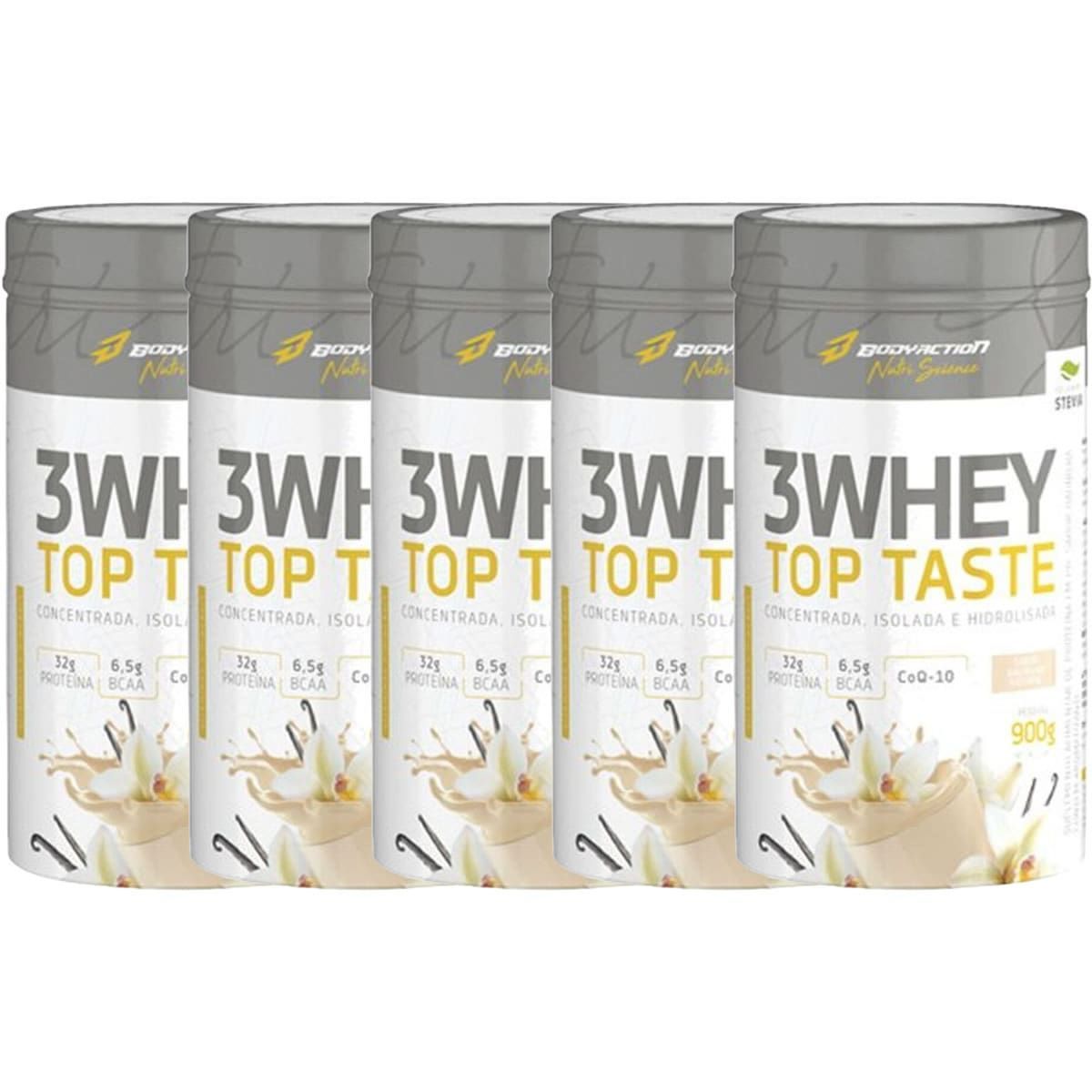 Kit 5X 3 Whey Top Taste - 900g Baunilha - Body Action