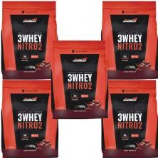 Kit 5X 3Whey Nitro 2 - 900g Refil Chocolate - New Millen