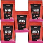 Kit 5X 3Whey Nitro 2 - 900g Refil Morango - New Millen
