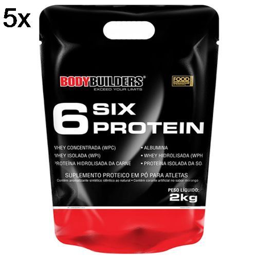 Kit 5X 6 Six Protein - 2000g Refil Chocolate - BodyBuilders