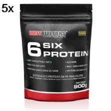 Kit 5X 6 Six Protein - 900g Refil Morango - BodyBuilders