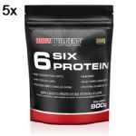 Kit 5X 6 Six Protein - 900g Refil Morango - BodyBuilders