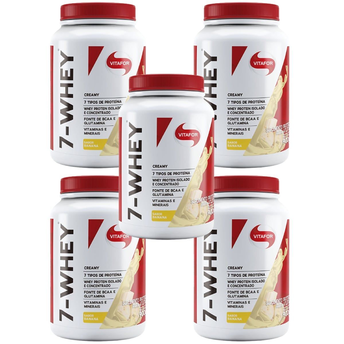 Kit 5X 7 Whey Creamy - 900g Banana - Vitafor