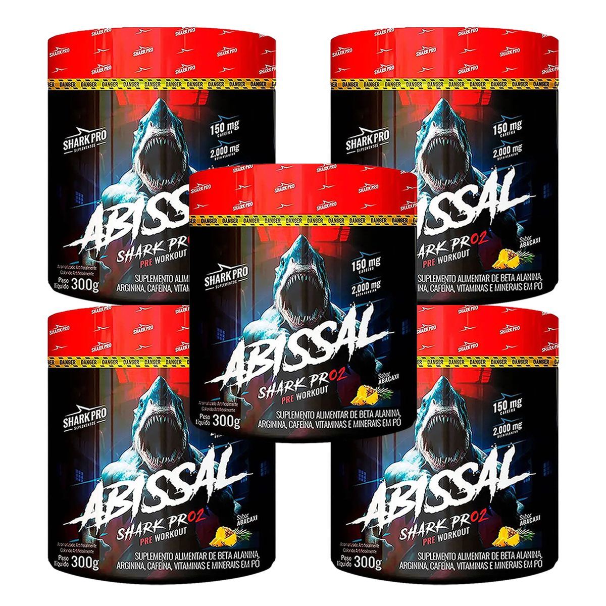 Kit 5X Abissal Pre Workout - 300g Abacaxi - Shark Pro