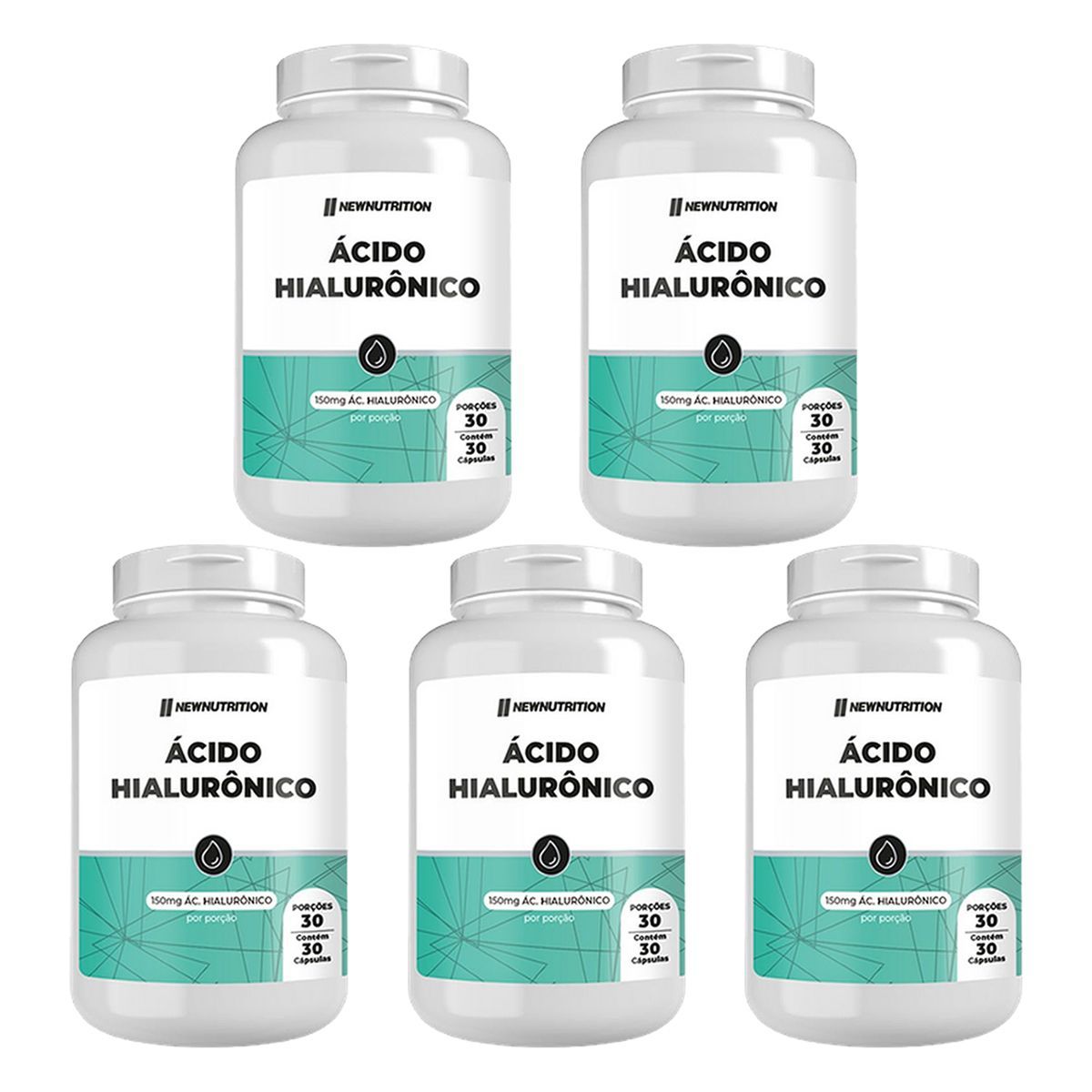 Kit 5X �cido Hialur�nico 150mg - 30 C�psulas - NewNutrition