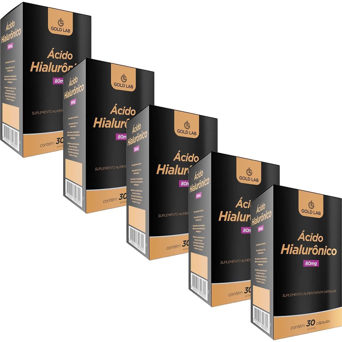 Kit 5X �cido Hialur�nico - 30 C�psula - Gold Lab
