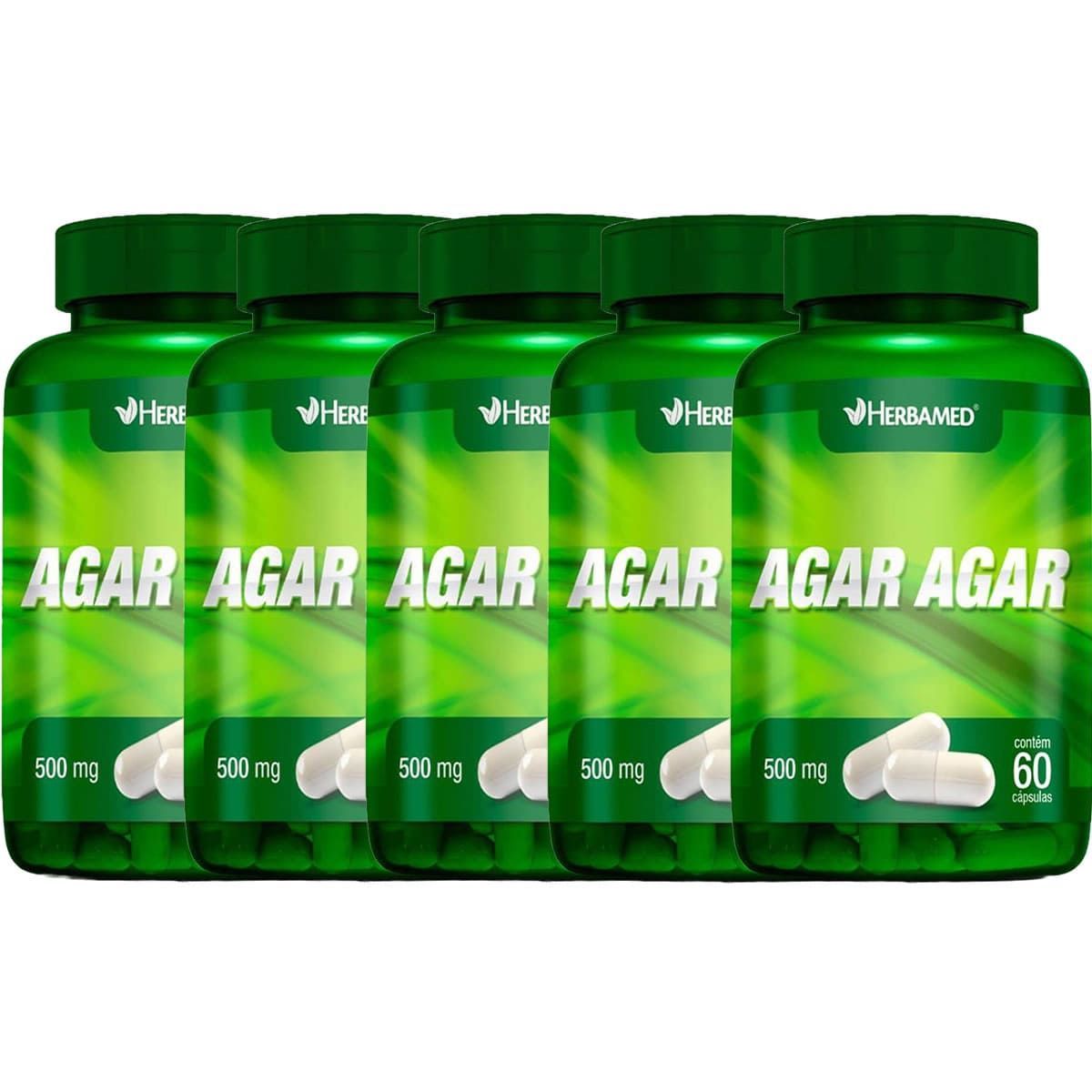 Kit 5X Agar Agar 500mg - 60C�psulas - Herbamed