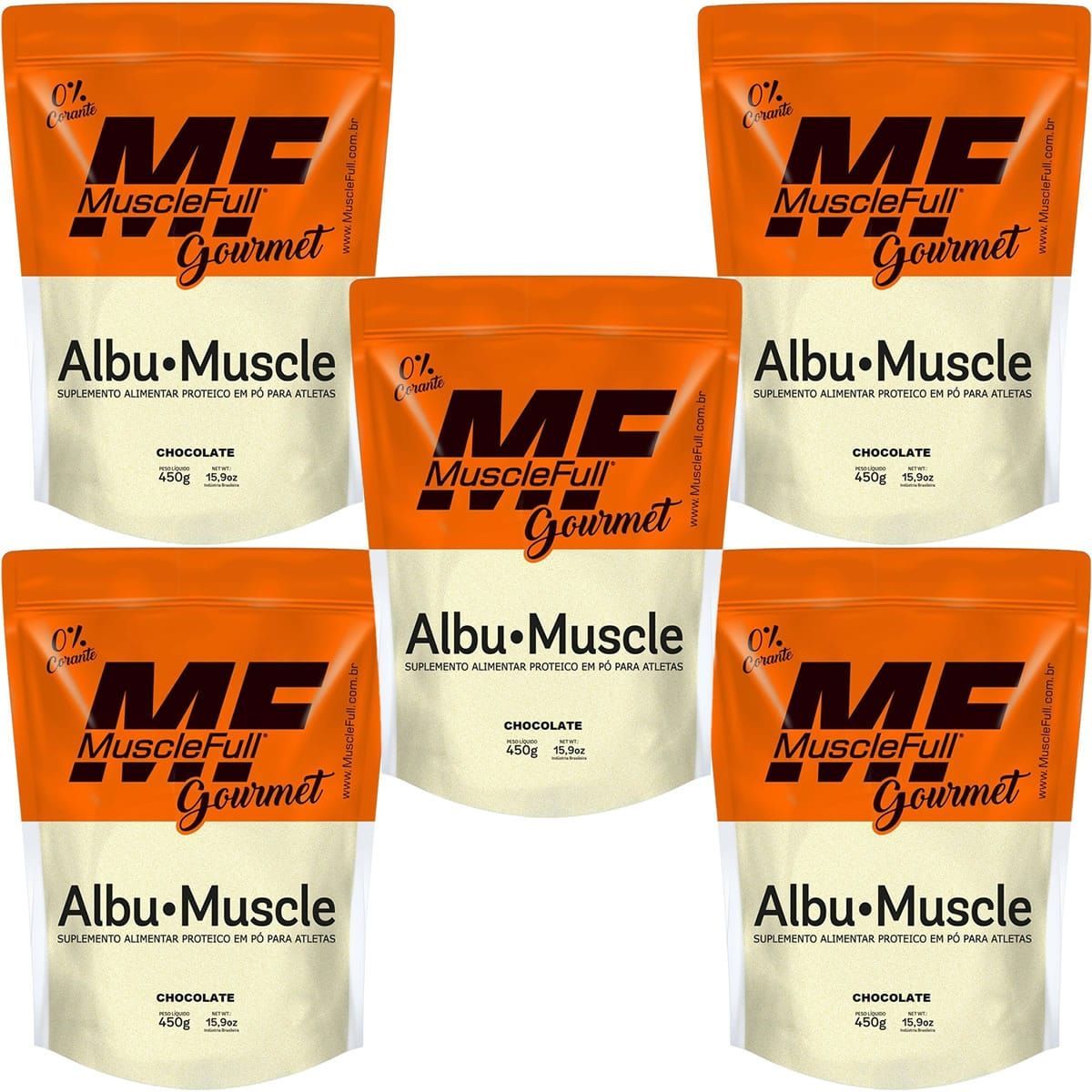 Kit 5X Albu-Muscle Gourmet -  450g Chocolate - MuscleFull