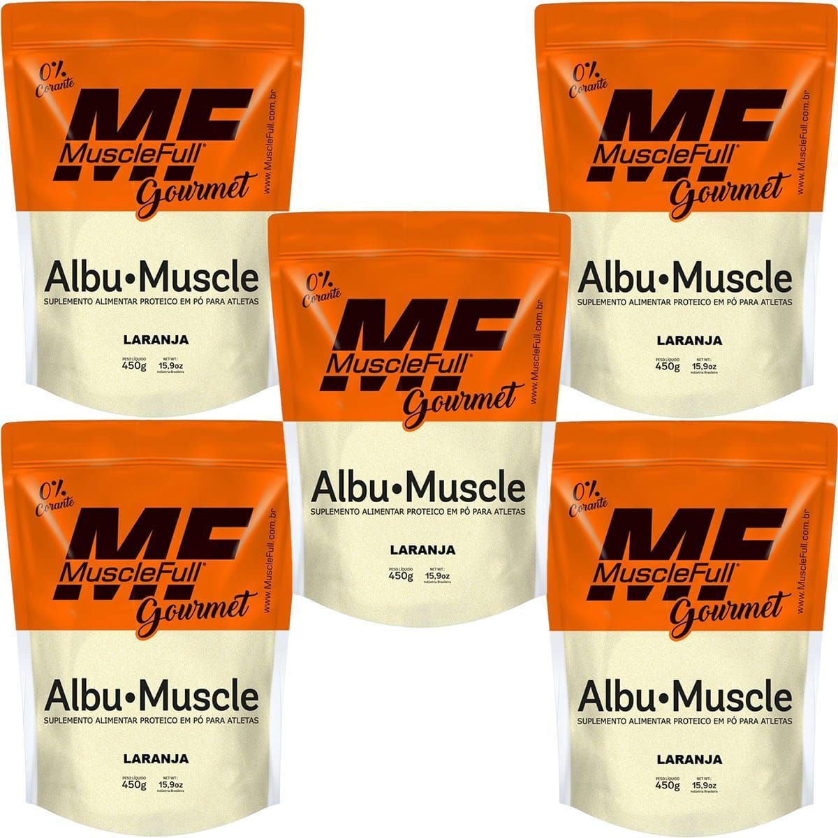 Kit 5X Albu-Muscle Gourmet - 450g Laranja - MuscleFull