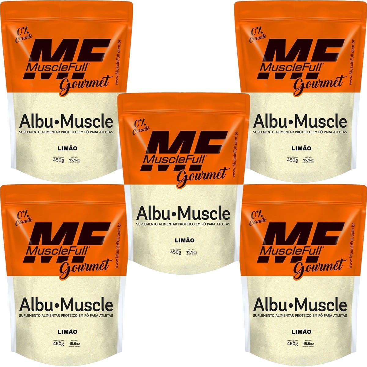 Kit 5X Albu-Muscle Gourmet - 450g Lim�o - MuscleFull