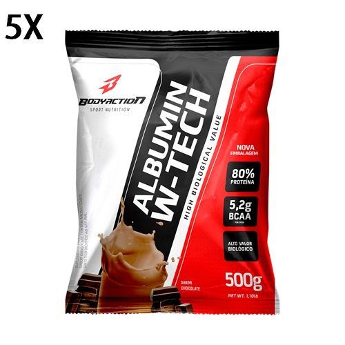 Kit 5X Albumin W-Tech - 500g Refil Chocolate - BodyAction