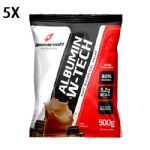 Kit 5X Albumin W-Tech - 500g Refil Chocolate - BodyAction