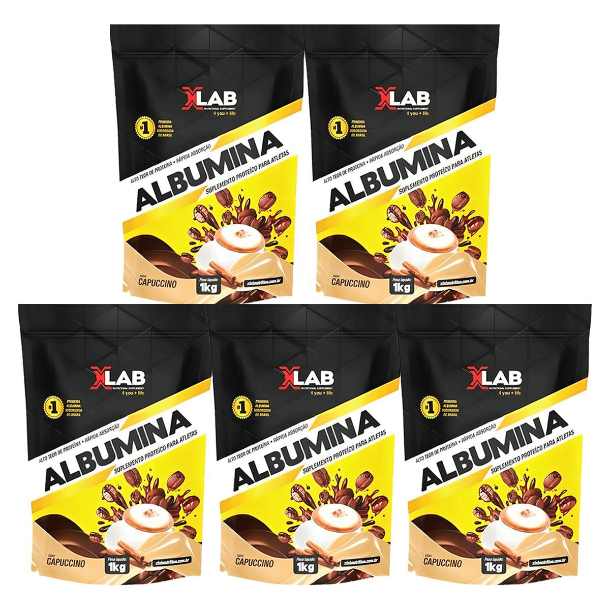 Kit 5X Albumina - 1000g Capuccino - X-Lab