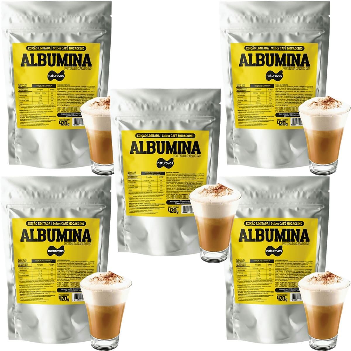 Kit 5X Albumina - 420g Refil Caf� Mocaccino - Naturovos