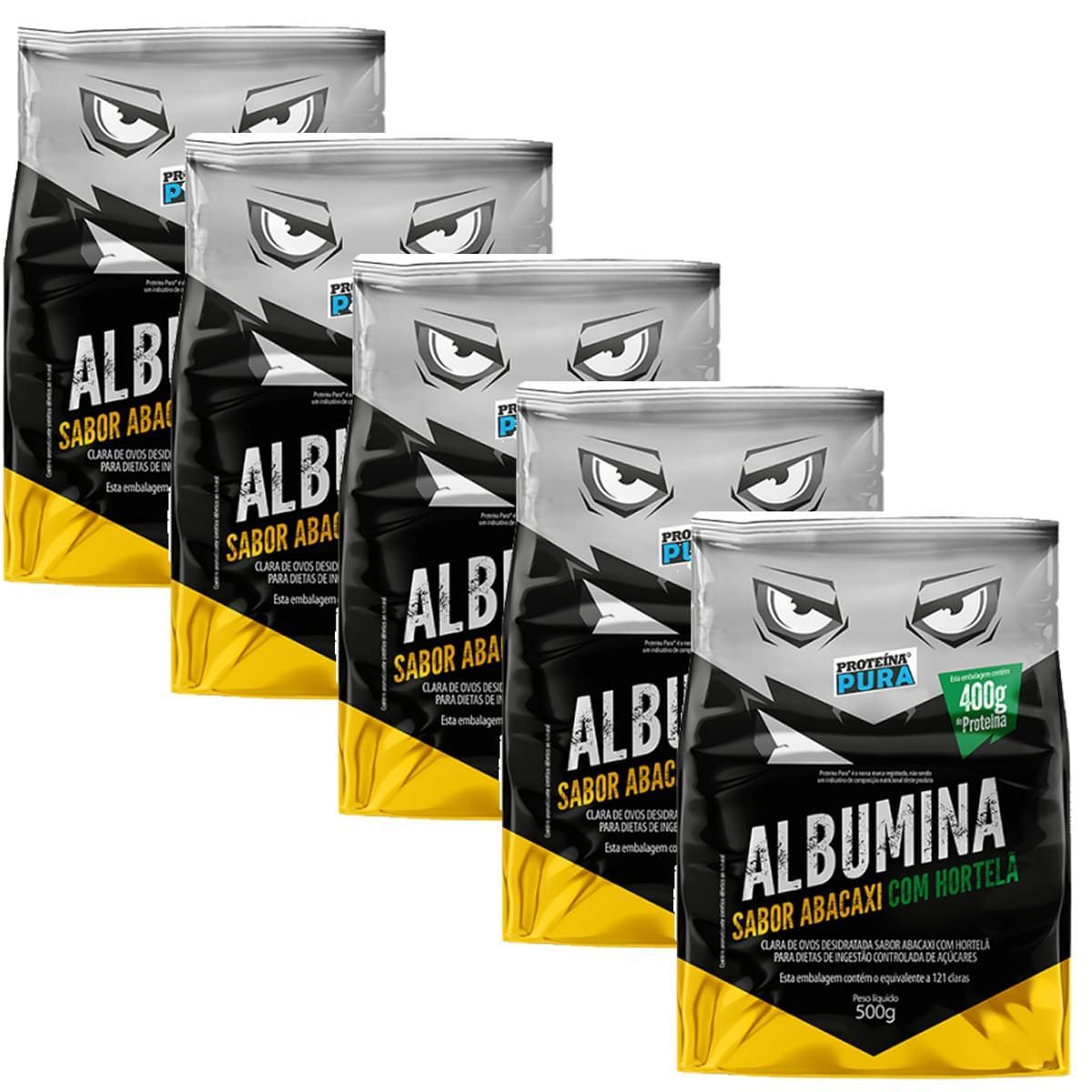 Kit 5X Albumina - 500g Abacaxi com Hortel� - Prote�na Pura