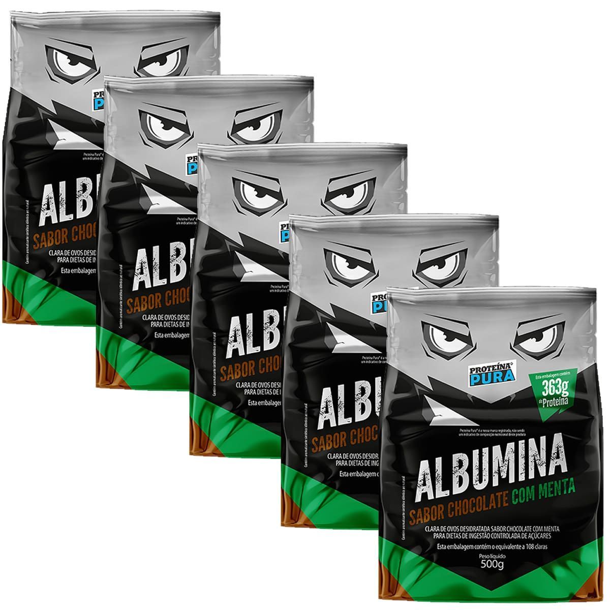 Kit 5X Albumina - 500g Chocolate com Menta - Prote�na Pura