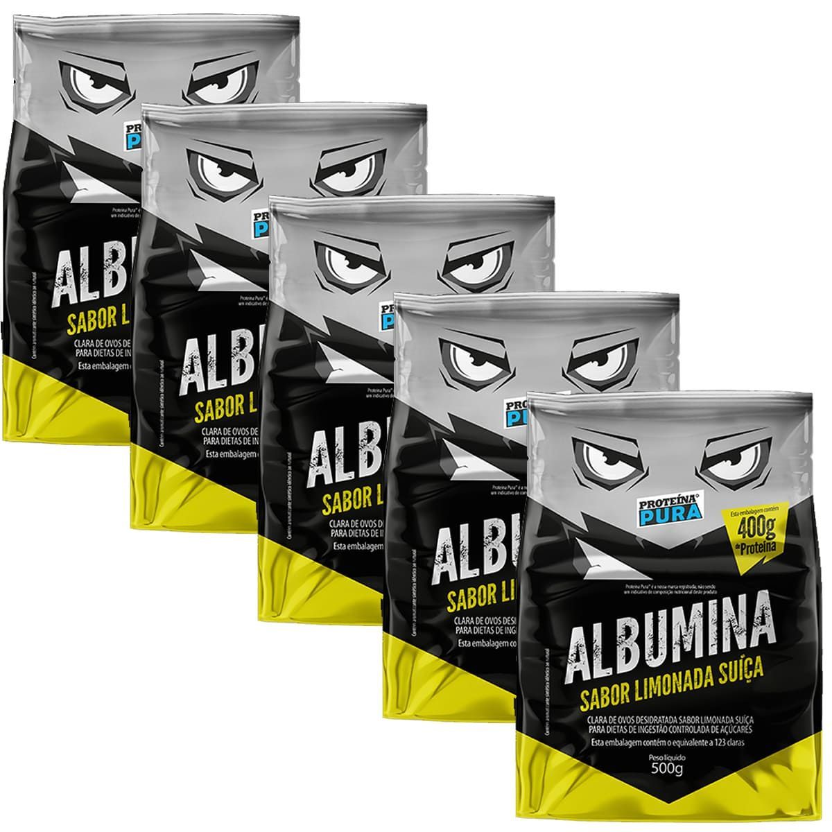 Kit 5X Albumina - 500g Limonada Su��a - Prote�na Pura