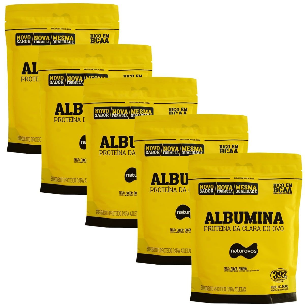 Kit 5X Albumina - 500g Refil Banana - Naturovos