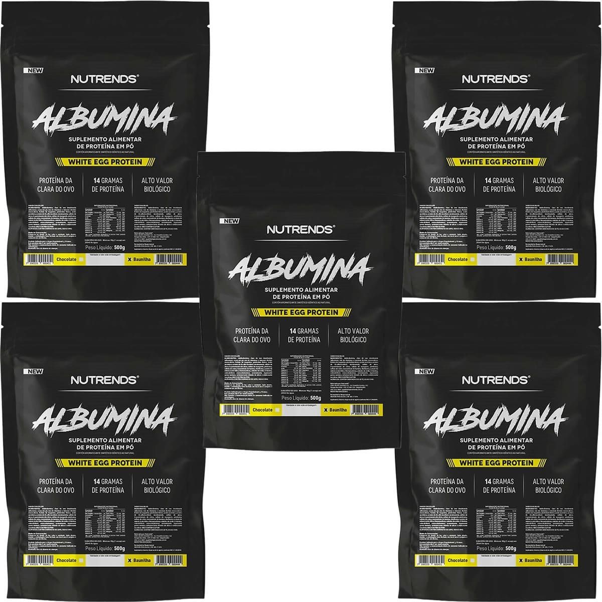 Kit 5X Albumina - 500g Refil Baunilha - Nutrends